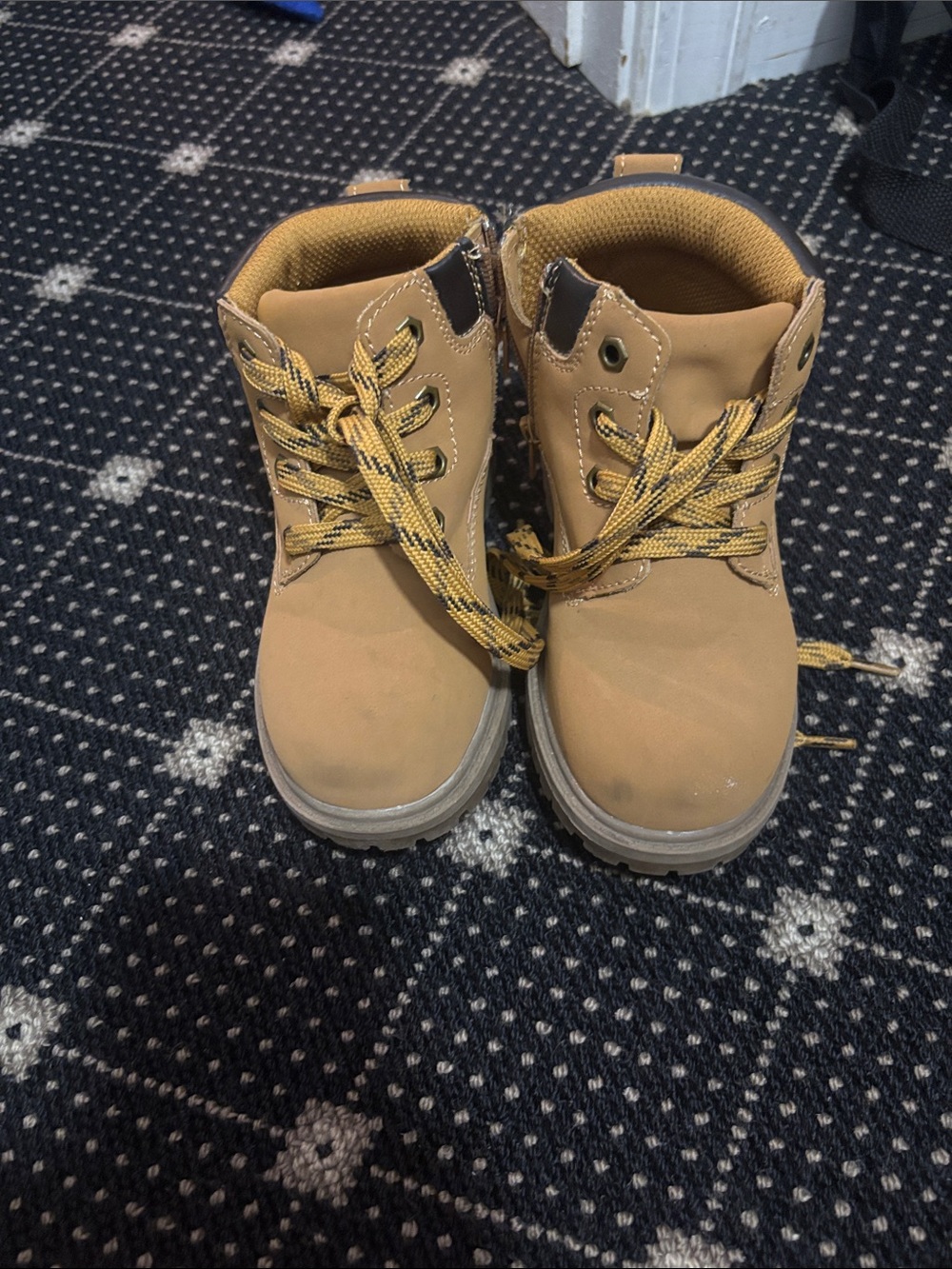 Kids Tan Lace-Up Hiking Boots
